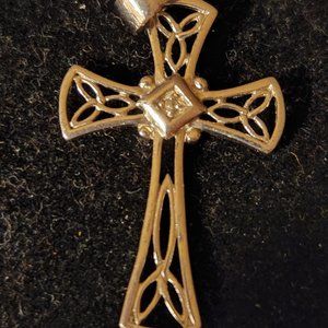 Vintage Sterling Silver Cross Pendant Celtic Design 1-1/2" x 6/8"  1.7g  Nice